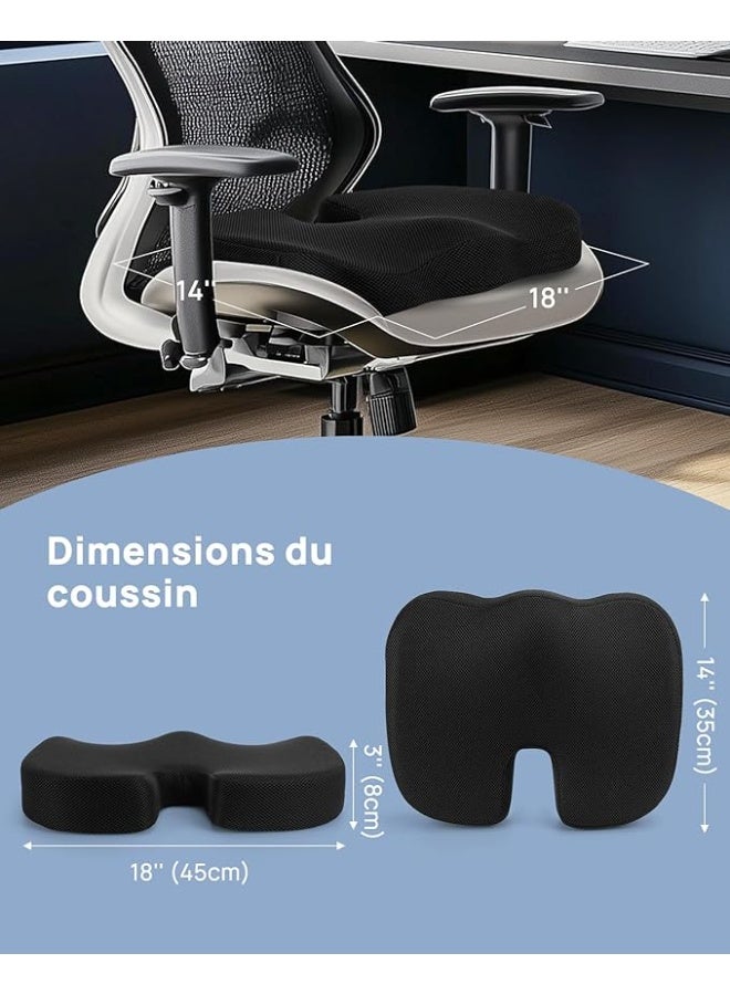 طقم الراحة الطبية المتكامل - وسادة مقعد ومسند ظهر ميموري فوم لدعم القطنية والعصعص - لتخفيف آلام الحوض والظهر - مثالي للمكتب، السيارة، والكرسي المتحرك - Image 5